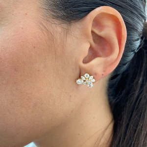 Multi Shape Lab Grown Diamond Cluster Earrings IGI Certified Oval Marquise Round Cut 14K Yellow Gold Women Fine <b>Ear</b> <b>Climber</b> Stud - Product Image 5