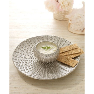 Moderno Tazón de Metal Hecho a Mano, Plateado y Pulido, para Servir Alimentos, con Diseño Texturizado, Vajilla de Lujo para Fiestas - Product Image 1