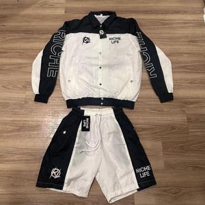 Ensemble de survêtement sportif d'été pour homme, haute qualité, respirant, léger, en nylon, coupe-vent, avec capuche et cordon de serrage latéral - Product Image 2