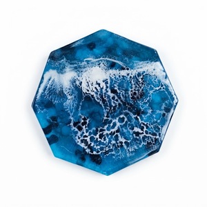 Sous-verres en résine hexagonaux faits à la main motif vague océanique, sous-verres de luxe en résine époxy motif mer bleue, sous-verres géométriques en gros en promotion - Product Image 1