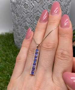 Colgante de Tanzanita Natural en Plata de Ley 925 con Baño de Oro Rosa de 14k, Joyería Fina Hecha a Mano, Certificación IGI, Diciembre - Product Image 6