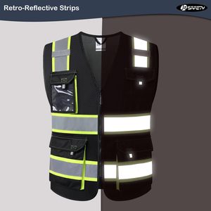 Safety Vests with Pockets for Men Women High Visibility Reflective Vest Mesh Fabric <b>Construction</b> Safety Apparel Neon <b>Work</b> Vest - Product Image 5