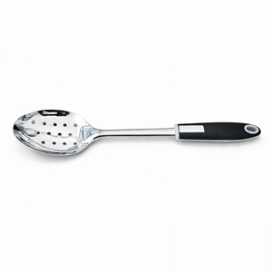 Cuchara Espumadera de Acero Inoxidable (Jhara) Juego de 2 Cucharones para Sopa con Mango Negro Resistente al Calor y Acabado Espejo |   Utensilio de Cocina para Servir - Product Image 3