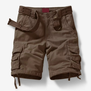 Men's Solid Cargo Shorts Mid <b>Waist</b> 100% Cotton Casual High Quality Breathable High Street Style <b>Jeans</b> for Sale - Product Image 3