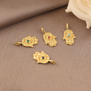 Collier pendentif Hamsa turquoise miniature en gros, pendentif boucle de créateur plaqué or 18 carats, collier pendentif tendance - Product Image 5