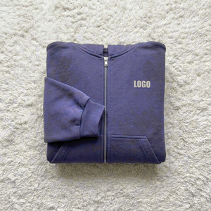 Sudadera con capucha morada de alta calidad con logotipo personalizado, 100% algodón grueso, hombros caídos, cierre completo con cremallera, unisex, forro polar, ecológica. - Product Image 6