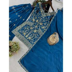 Designer Women's <b>Top</b>-Plazzo and Dupatta Set with Embroidery and Sequence Work - Product Image 2