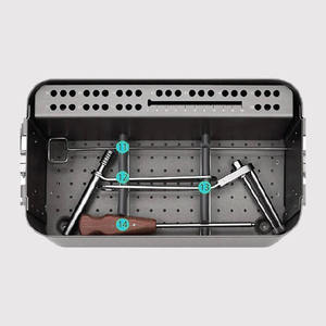 Kit de traumatologie pour chirurgie spinale, comprenant des forets à poignée en T en acier de qualité médicale, un jeu de vis canulées de 6,5 mm et une boîte de rangement perforée autoclavable - Product Image 3
