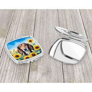 Miroir de maquillage de voyage compact pour femmes et filles Saluki Tournesols Miroir de poche pliant décoratif Cadeau - Product Image 3