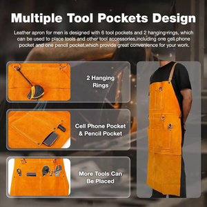 Pure Cowhide Split Leather Heavy Duty Welder's Safety Bib <b>Apron</b> Workwear with Abrasion Resistance Repair and <b>Work</b> <b>Apron</b> - Product Image 3