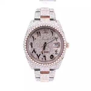 Montre de sport de luxe bicolore or rose et diamant, chiffres arabes, fonction date automatique, bracelet en acier inoxydable 21 mm, mouvement à quartz antique - Product Image 1