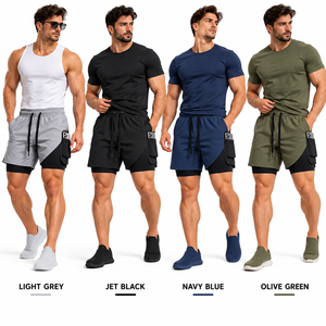 Shorts de sport pour hommes à séchage rapide, 2 en 1, avec doublure de compression et poche pour téléphone, vente en gros - Product Image 5