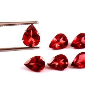 Lot en gros de pierres précieuses naturelles de grenat rouge taille poire facettée calibrée 5x7mm pour la fabrication de bijoux - Product Image 2