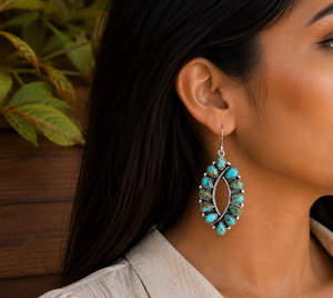 Boucles d'oreilles en turquoise, boucles d'oreilles en argent, bijoux en turquoise faits à la main pour femmes, style bohème sud-ouest, cadeau d'anniversaire - Product Image 4