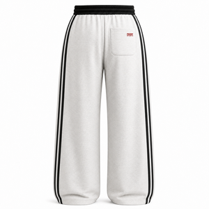 Wholesale Custom Logo Wide Leg Sweatpants <b>Men</b> Baggy Side Stripe Track <b>Pants</b> Unisex Streetwear Fleece Joggers Oversized Trousers - Product Image 5