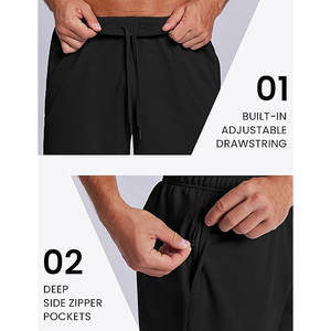 Pantalones Cortos Deportivos de Poliéster Cepillado para Hombre, Acabado Piel de Durazno, Tacto Suave, para Correr, Entrenar, Uso Casual, Sensación Premium - Product Image 3