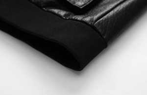 <b>Men's</b> Black Genuine <b>Leather</b> Waterproof Moto <b>Jacket</b> Stand Collar Zipper Closure High Street Style Regular Fit Autumn - Product Image 6