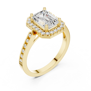 Classic Engagement Wedding Anniversary Halo Rings 2 CT E Color VS1 Emerald Cut Lab Grown Diamond 14K Solid Gold Ring - Product Image 2