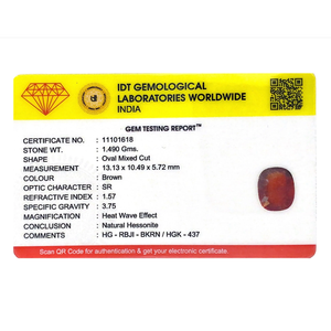 Natural Hessonite Gomed 7.45 Carat Oval Cut Loose Gemstone for Fine Jewelry - Product Image 4