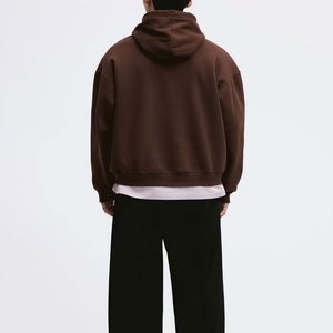 Sweat-shirt à capuche surdimensionné pour homme personnalisé, en coton molletonné marron uni, décontracté, pour l'automne - Product Image 6