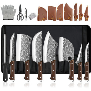 Couteau de <span class=keywords><strong>boucher</strong></span> de qualité supérieure, acier chinois à haute teneur en carbone, ensemble de couteaux de cuisine, manches en bois, multi-usages, avec sacs en nylon portables - Product Image 1
