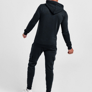 Crescent Wear Mens <b>Black</b> <b>Hoodie</b> & Jogger Set Winter Quick Dry 100% Cotton Athletic Streetwear Tracksuit - Product Image 4