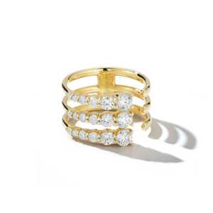 Anillo de Diamante Cultivado en Laboratorio con Diseño Abierto Personalizado, Oro Sólido de 14K y 18K, Engaste de Garra, Acento de Pavé, Anillo de Boda, Venta al por Mayor, Precio de Fábrica B2B, OEM - Product Image 1