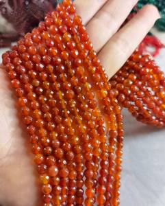 Cuentas de ágata naranja facetadas de piedra natural para pulseras y fabricación de joyería DIY - Product Image 2