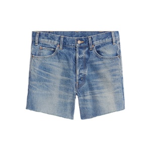 Shorts en jean bleu élégants pour femme, taille mi-haute, teinture unie, respirants, coupe régulière, grandes tailles, vente en gros OEM, 100% coton, livraison rapide - Product Image 1