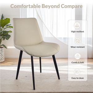 Set di 4 Sedie da Pranzo Moderne in Pelle PU Grigio Chiaro con Gambe in Metallo per Cucina, Ristorante, Soggiorno e Sala Riunioni - Product Image 5