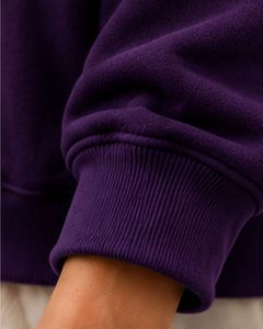 Sudadera con capucha morada extragrande para mujer, con estampado gráfico de hojas personalizado, de algodón y felpa, estilo casual urbano con hombros caídos - Product Image 6