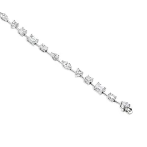 Pulsera de tenis vintage de lujo con diamantes cultivados en laboratorio de múltiples formas TISHYA DIAMOND, oro blanco de 14K, certificado IGI, 10.12Cttw - Product Image 2