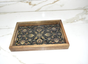 Wholesale Customized Mango Wood With Handle MDF Base and Enamel Wooden Serving Tray for <b>Breakfast</b> Restaurant & Hotel Supplies - Product Image 5