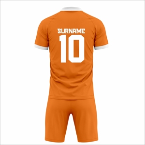 Ensemble de maillots de football rayés orange personnalisés pour hommes, manches courtes, polyester respirant, uniforme d'équipe avec numéro et nom du club - Product Image 3