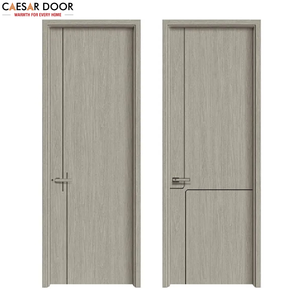 Porte d'entrée minimaliste en bois WPC de style villa américaine avec décoration en bande CNC, porte composite en bois, isolation phonique, garantie de 3 ans - Product Image 5