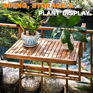 Balcony Hanging <b>Table</b> designed to attach securely to railings providing a space saving surface for drinks meals - Product Image 3