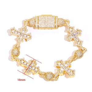 <b>Mens</b> Lab Grown Diamond 925 <b>Silver</b> Cross Link Bracelet Iced Out Rectangular Clasp Luxury Statement Fashion Bracelet - Product Image 3
