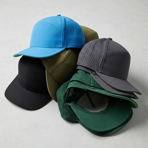 Casquette Trucker 5 Panneaux Snapback à Pois et Rayures Bicolore en Toile de Coton Brodé pour Tenue Décontractée et Extérieur - Product Image 6