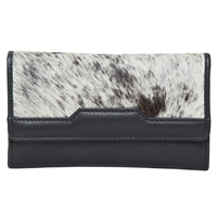 Dompet Kulit Asli Panjang Wanita Dengan Motif Kulit Sapi, Penutup Lipat, Fashion, Penggunaan Sehari-hari, Multifungsi