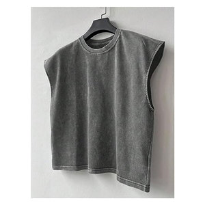 Débardeurs d'été délavés pour hommes, hauts sans manches à col rond, t-shirts vintage coupe musculaire, légers et décontractés en coton - Product Image 3