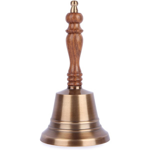 Campana de Mano Moderna de Latón para el Hogar, Oficina, Jardín, Llamadas y Eventos Festivos con Mango de Madera y Campana de Mano de Latón Resistente - Product Image 1