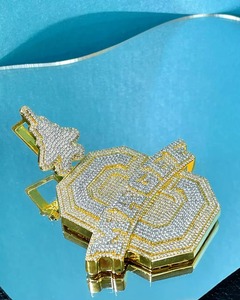 Luxury Geometric Moissanite Charms Iced Out Hip Hop <b>Pendant</b> 925 <b>Silver</b> Gold Plated <b>Pendant</b> Personalized <b>Initial</b> Letter <b>Pendant</b> - Product Image 4