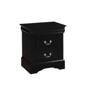 Comodino in Legno Stile Luigi Filippo con Finitura Nera, Mobile Tradizionale per Camera da Letto con Due Cassetti per lo Stoccaggio - Product Image 2