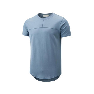 T-shirt pour homme bleu clair à manches courtes, col rond, coupe classique, style décontracté, tricot uni - Product Image 1