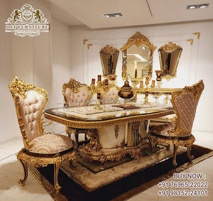 Majestic Look, muebles de comedor de 6 plazas, comedor de madera tallado a mano, juego de mesa de comedor de lujo europeo para comedor - Product Image 5