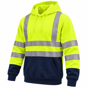 Sweat-shirt à capuche haute visibilité personnalisé avec logo, fluorescent et réfléchissant, pour hommes et femmes, vêtements de travail extérieurs - Product Image 1