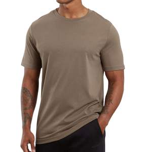 Camiseta Beige Lisa Personalizada para Hombre, Logotipo Personalizado, Gimnasio, Fitness, Entrenamiento, Manga Corta, Transpirable, Elástica, Informal, Básica, OEM, Venta al Por Mayor - Product Image 1