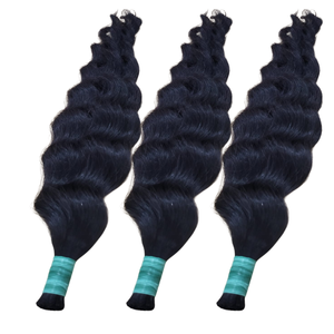 Extensiones de cabello Remy humano 100% ondulado indonesio cutícula alineada cabello a granel Natural paquete suelto-Color de cabello natural - Product Image 3