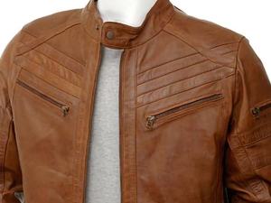 Chaqueta Bomber de Piel de Oveja de Alta Calidad para Hombre, con Ribete de Piel, Ecológica, Talla Grande, Fabricada en Pakistán, Cuello Alto, Impermeable, con Cierre - Product Image 4
