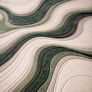 Alfombra Moderna Abstracta Gris con Patrón en Capas, Alfombra de Lana Suave y Lujosa, Tapete de Diseño para Sala de Estar, Dormitorio y Decoración del Hogar - Product Image 6